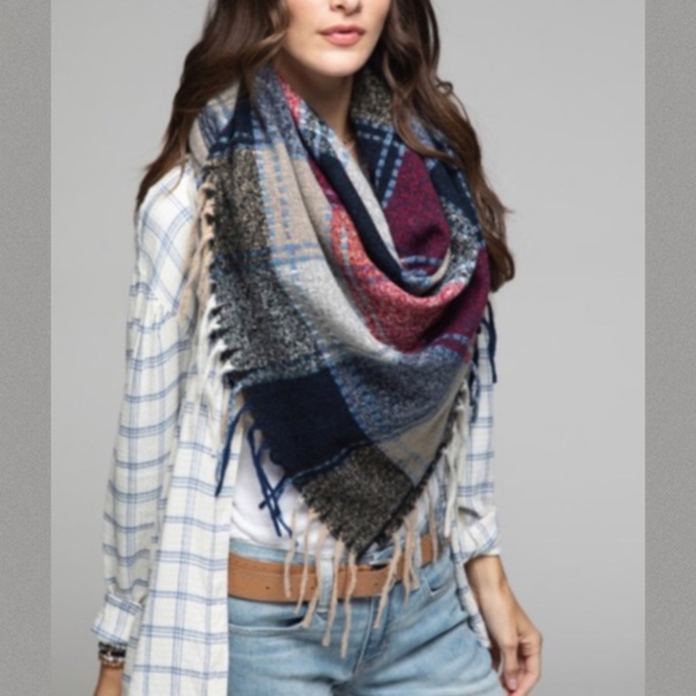 Colorful Plaid Soft Blanket Scarf